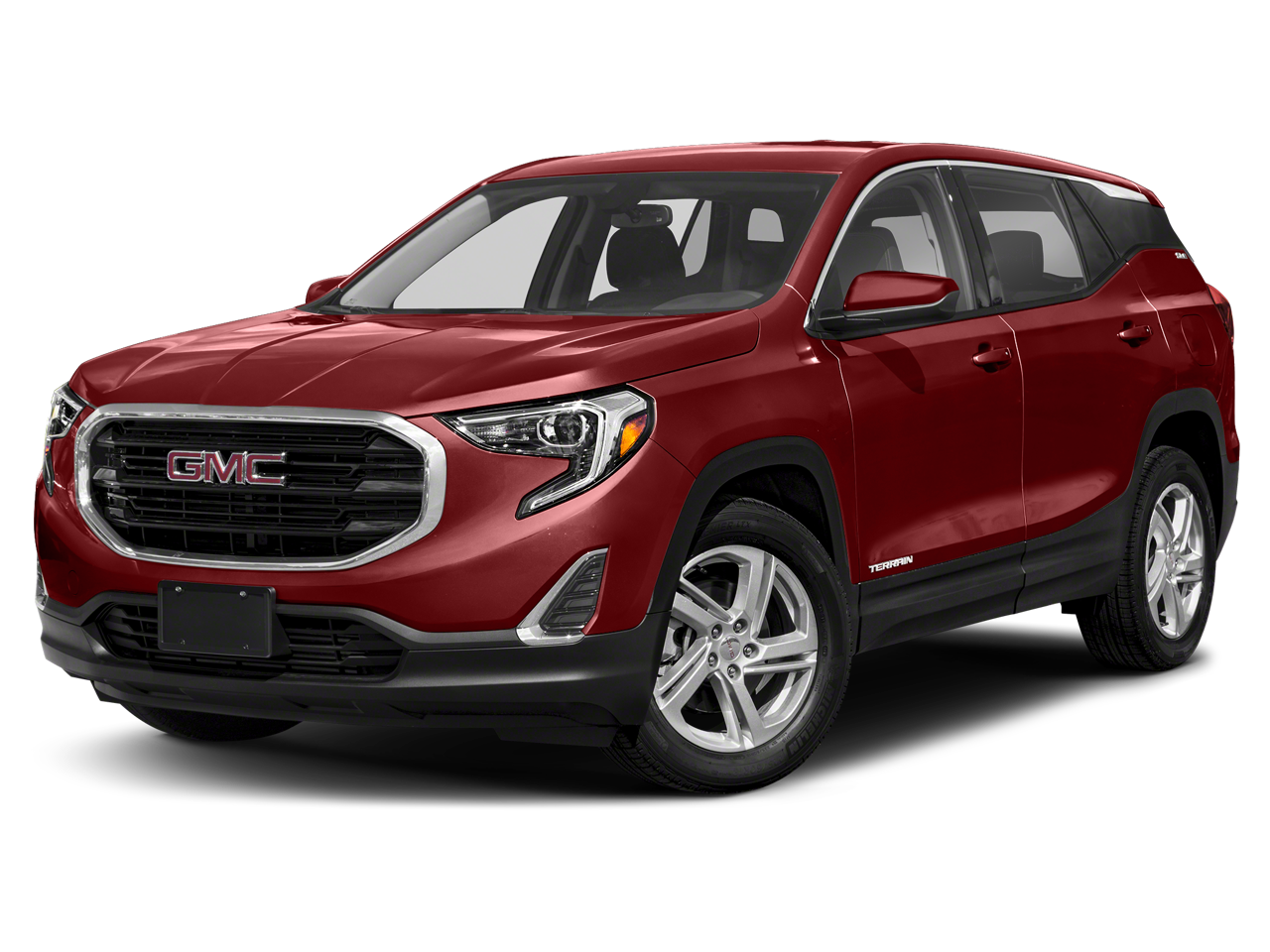 2020 GMC Terrain SLE in Satin Steel Metallic — front three-quarter view
