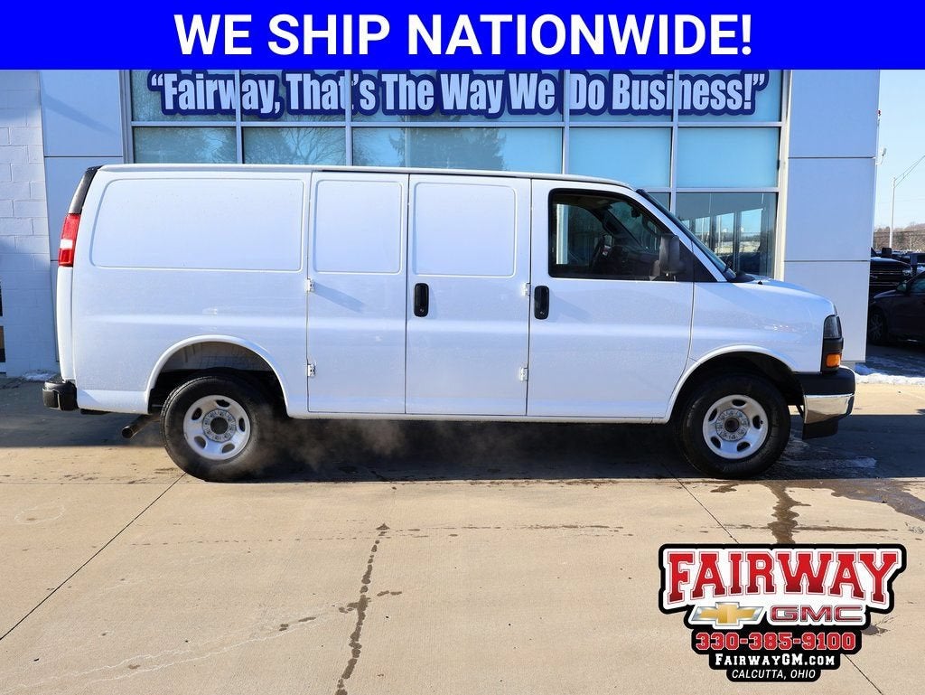 2025 Chevrolet Express Cargo WT in Summit White — front three-quarter view