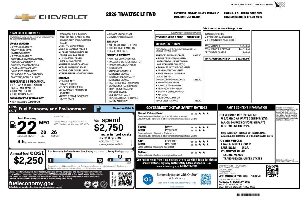 2026 Chevrolet Traverse — interior view