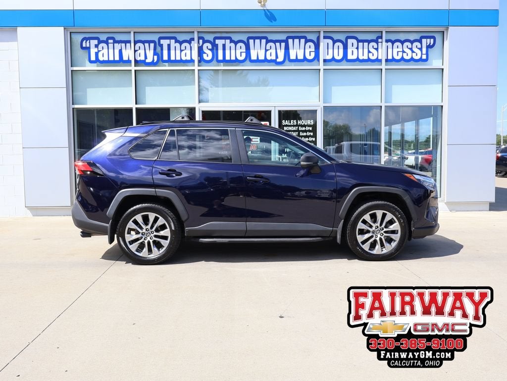 2023 Toyota RAV4 XLE Premium in Blue — front three-quarter view