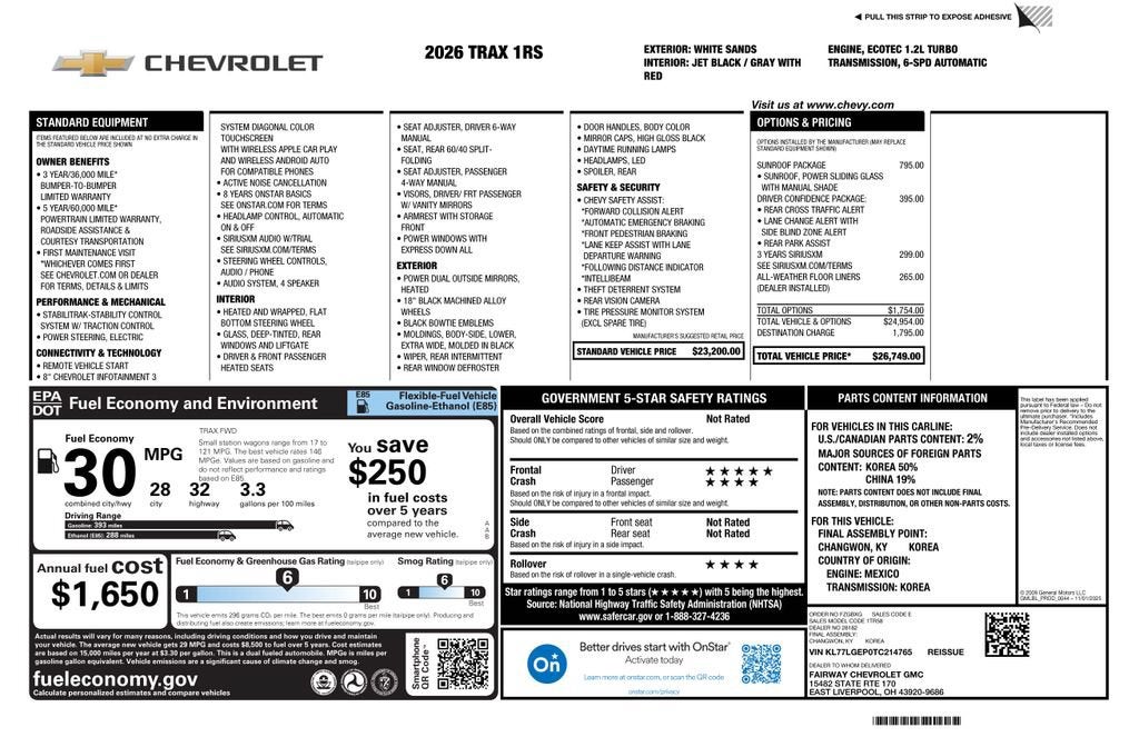 2026 Chevrolet Trax — interior view