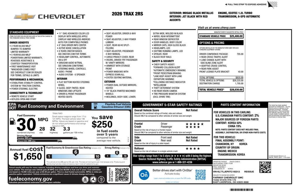 2026 Chevrolet Trax — interior view