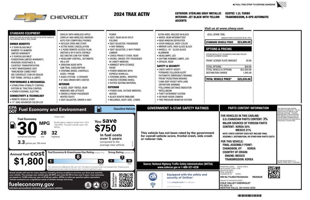 2024 Chevrolet Trax — interior view