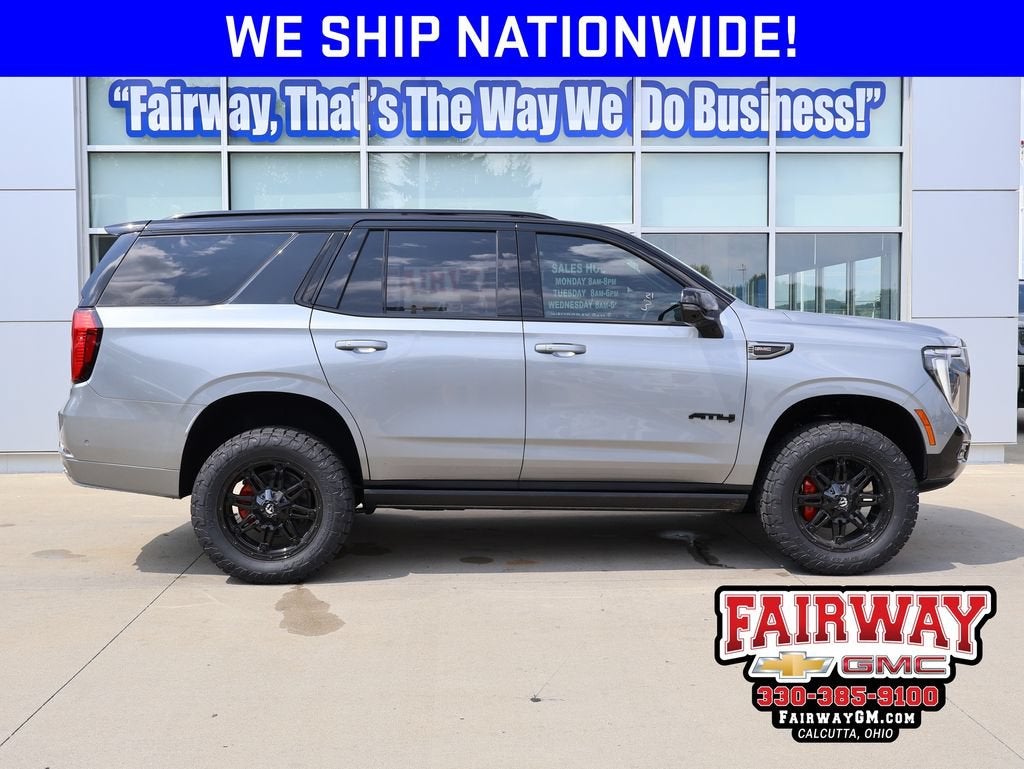 2026 GMC Yukon AT4 in Sterling Metallic — front three-quarter view