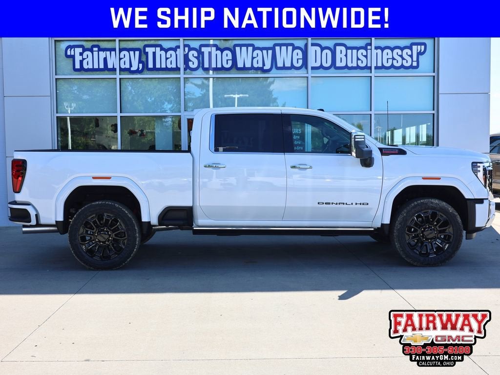 2026 GMC Sierra 2500 HD Denali in Glacier White Tricoat — front three-quarter view