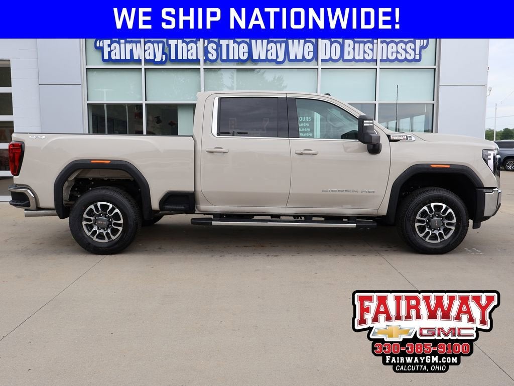 2026 GMC Sierra 3500 HD SLE in Coastal Dune — front three-quarter view