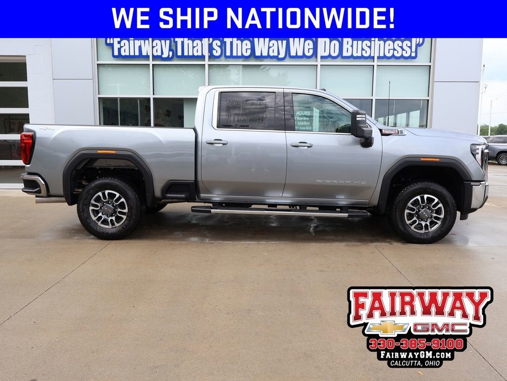 2026 GMC Sierra 3500 HD SLE in Sterling Metallic — front three-quarter view