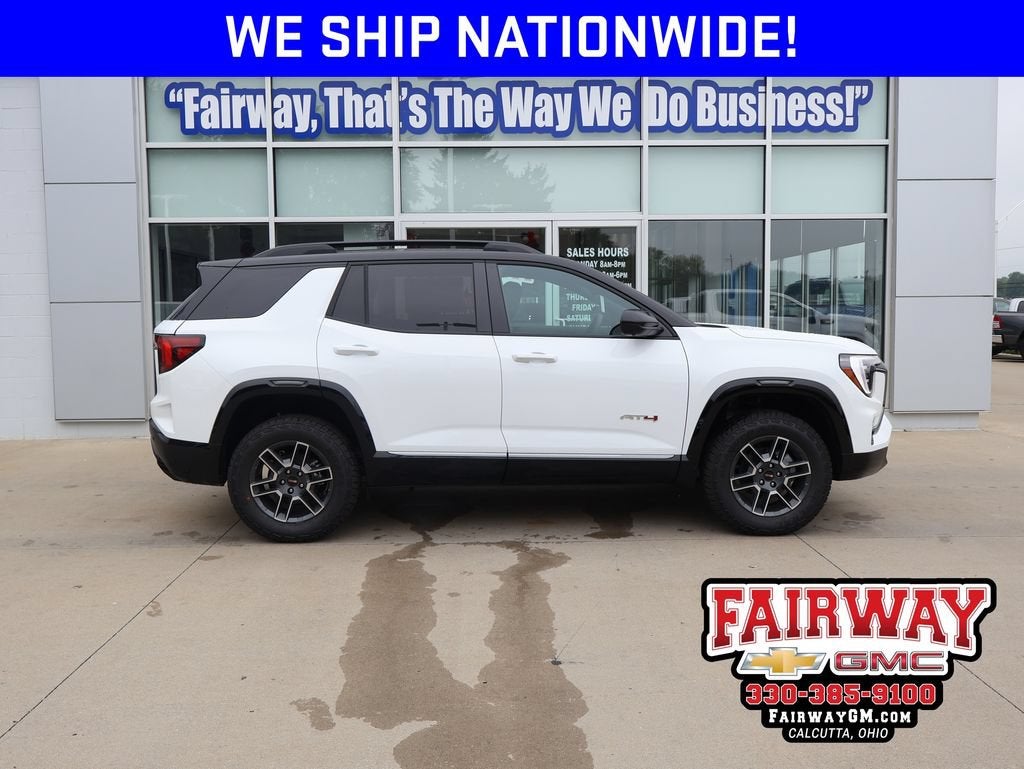 2027 GMC Terrain AWD AT4 in Summit White — front three-quarter view