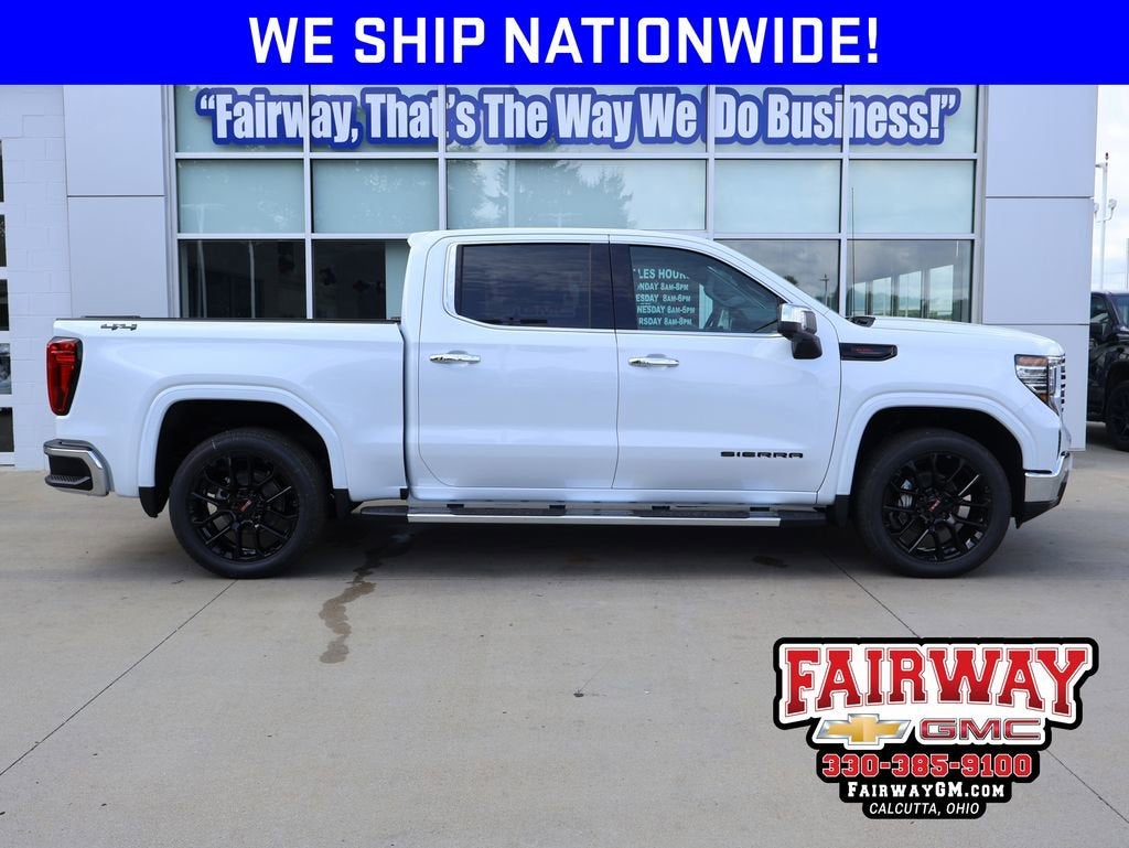2026 GMC Sierra 1500 SLT in Glacier White Tricoat — front three-quarter view
