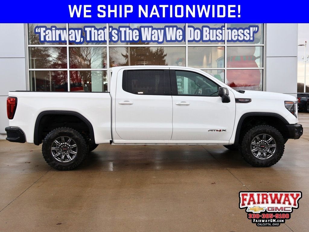 2026 GMC Sierra 1500 AT4X in Summit White — front three-quarter view
